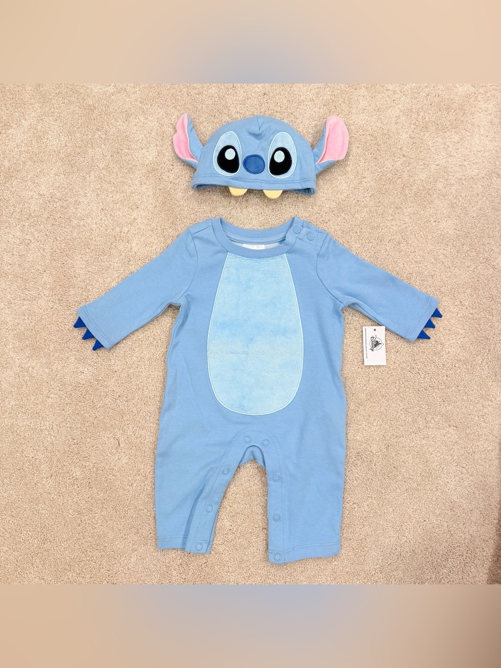 Disney Baby Halloween Costume Blue Stitch Bodysuit w Ear Hat NEW w tags 0-3 mo